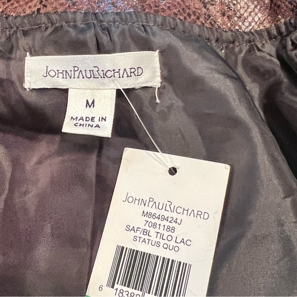 NWT-JohnPaulRichard-Supple Textured Faux Snake-Moto Jacket-Sz M-Brown/Black - Picture 5 of 5